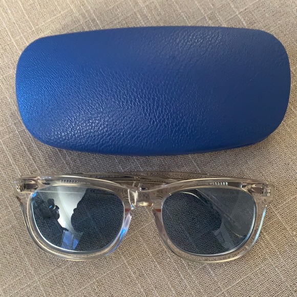 J McLaughlin blue tinted sunglasses/clear frame